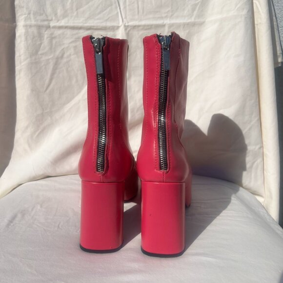 Zara Hot Pink Heeled Boots Booties - Picture 6 of 8